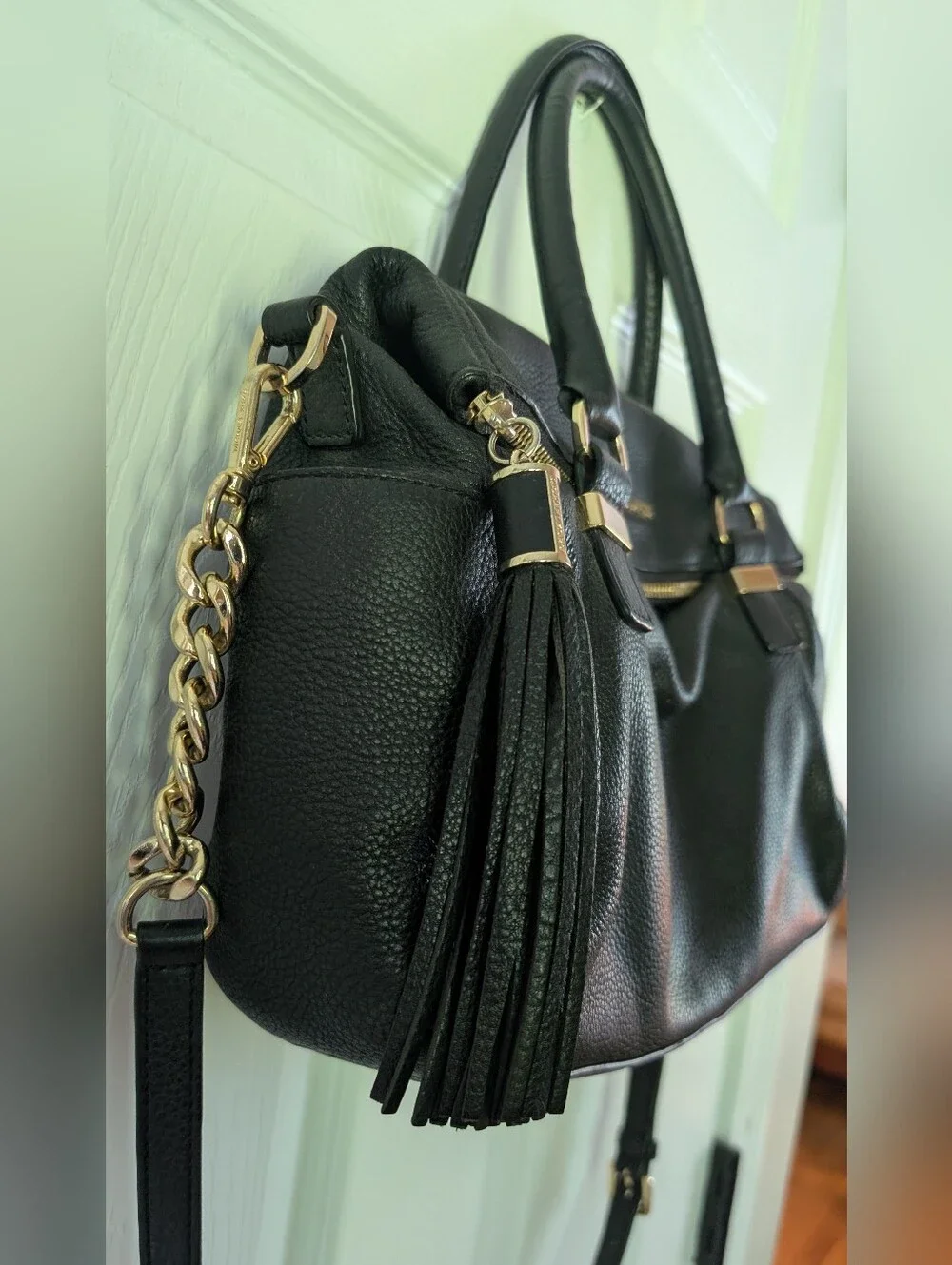 Michael Kors Weston Bag In Black Pebbled Leather